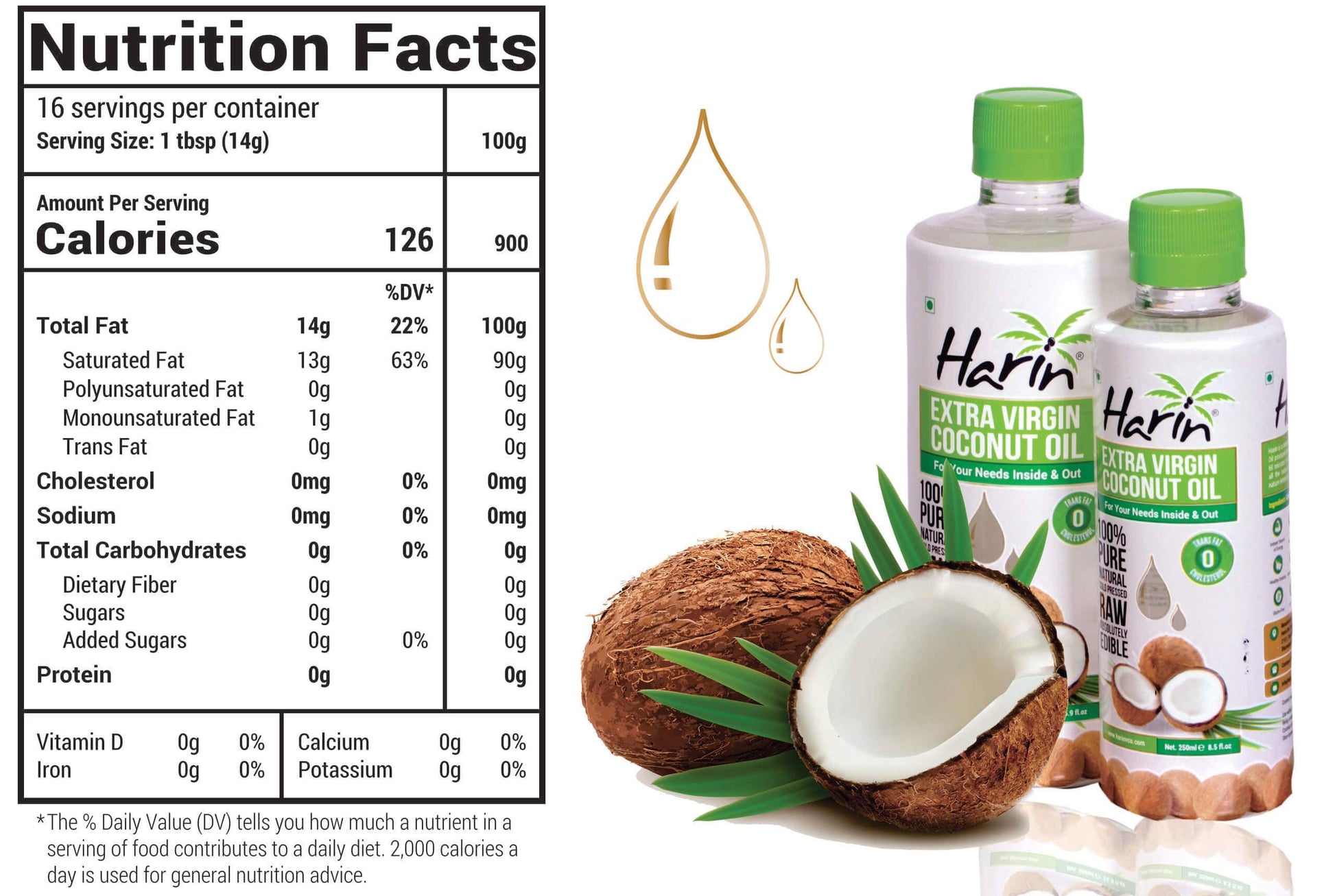 Extra Virgin Coconut Oil-Harin-1000 ml