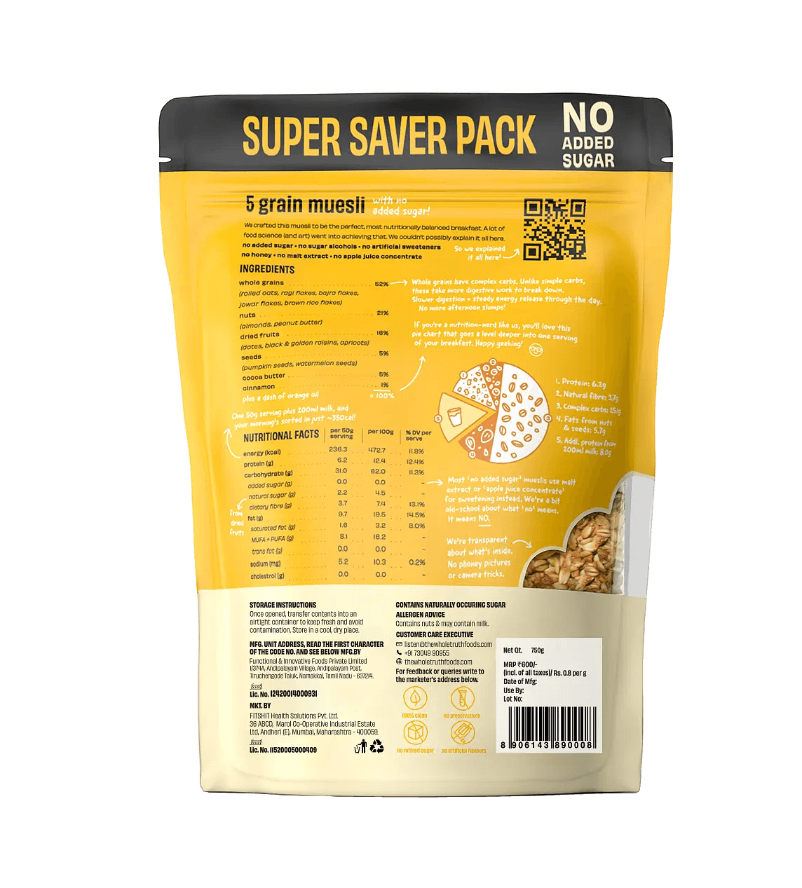Breakfast Muesli - No Added Sugar Super Saver Pack - TWT - Wildermart