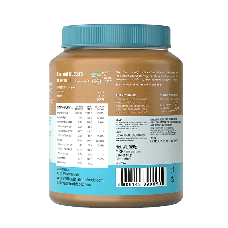Crunchy Peanut Butter with Dates - TWT - Wildermart