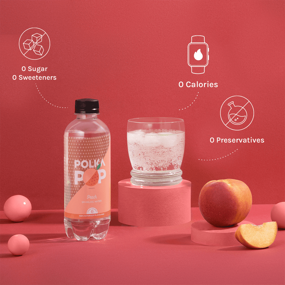 Peach Sparkling Water - Polka Pop - Wildermart