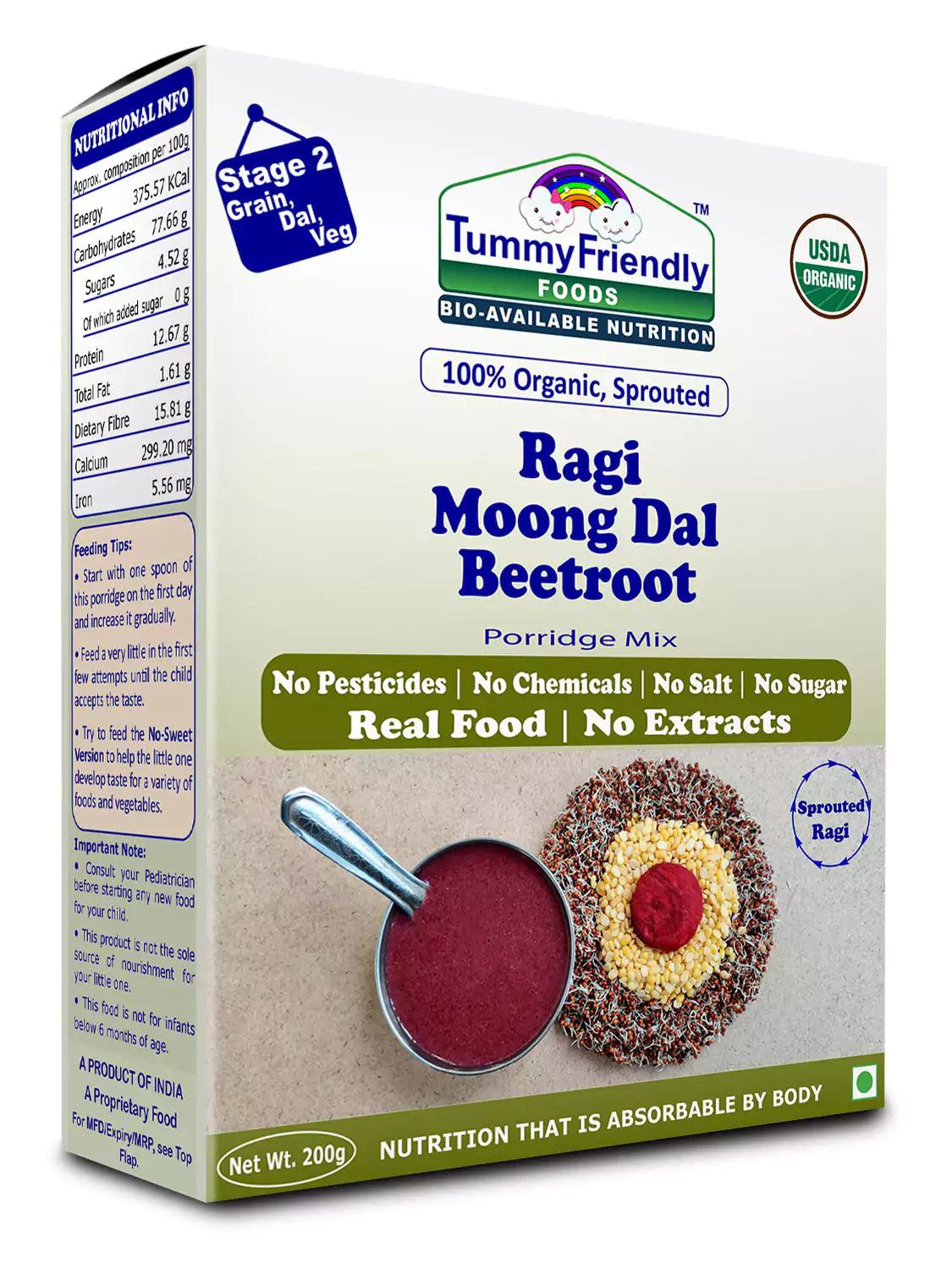 Sprouted Ragi Moong Dal Beetroot Porridge Mix - Wildermart