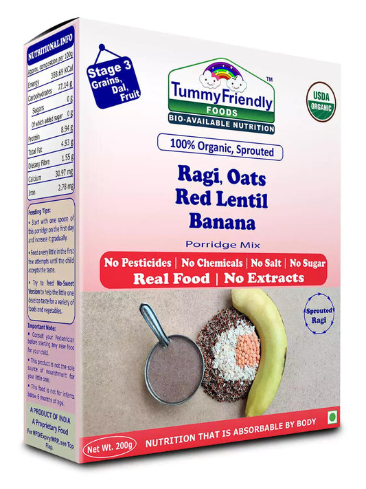 Sprouted Ragi Oats Red Lentil Banana Porridge Mix - Wildermart