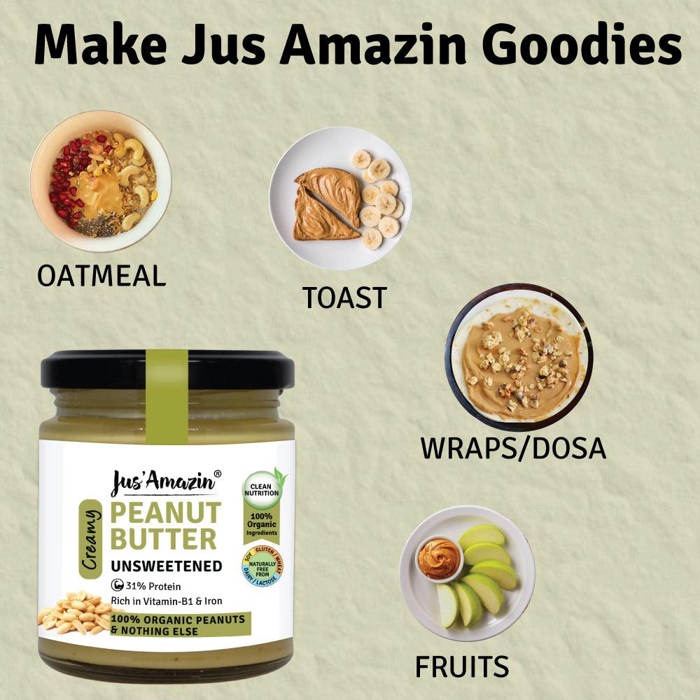 Organic Peanut Butter Unsweetened - Jus Amazin - Wildermart